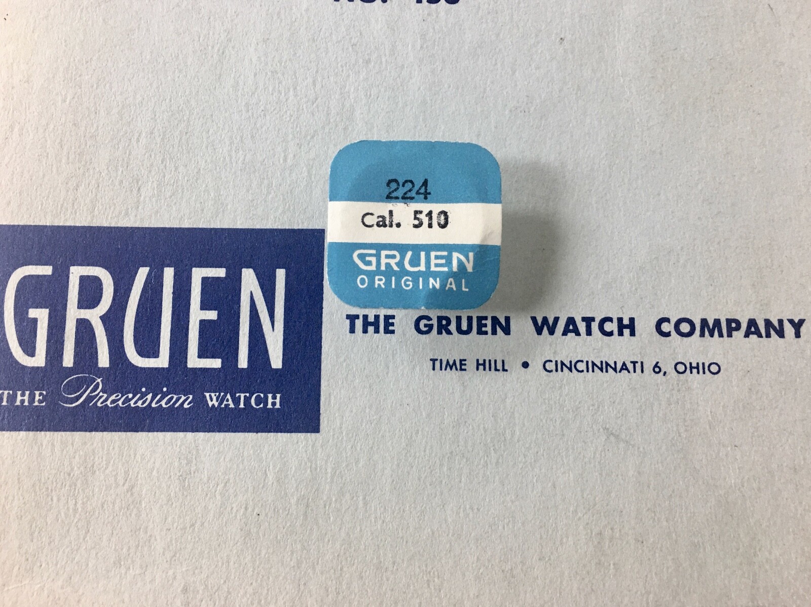 Gruen 510 4th wheel & pinion part 224 to Gruen vintage watch 510R N510 N510R 512