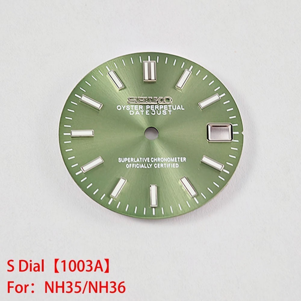 28.5mm Sunburst Watch Dial Green Blue Luminous Date Fit Nh35 Nh36 Movement