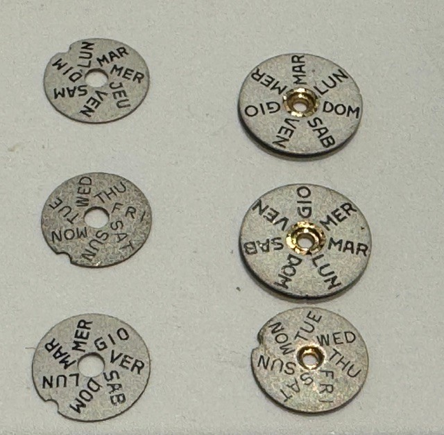 Venus 203 and other 15 various calendar discs +1 dial -calendar disk 1 dial