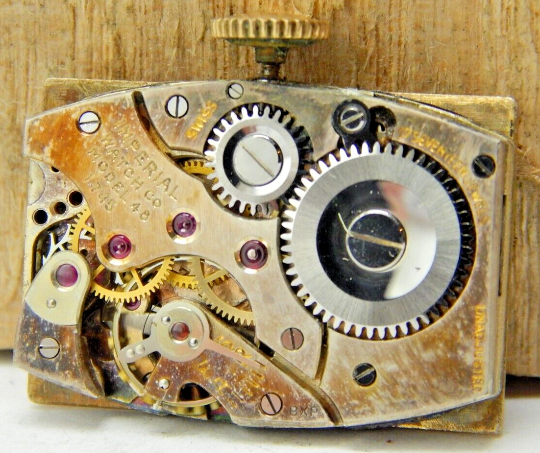 Vintage Imperial model 48 17 jewel men’s wrist watch movement dial & case back