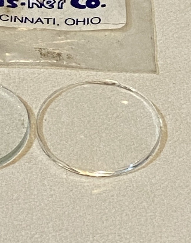 Vintage Lot of 2 Cas-Ker Co Clear Glass Crystal Watch Face Replacements