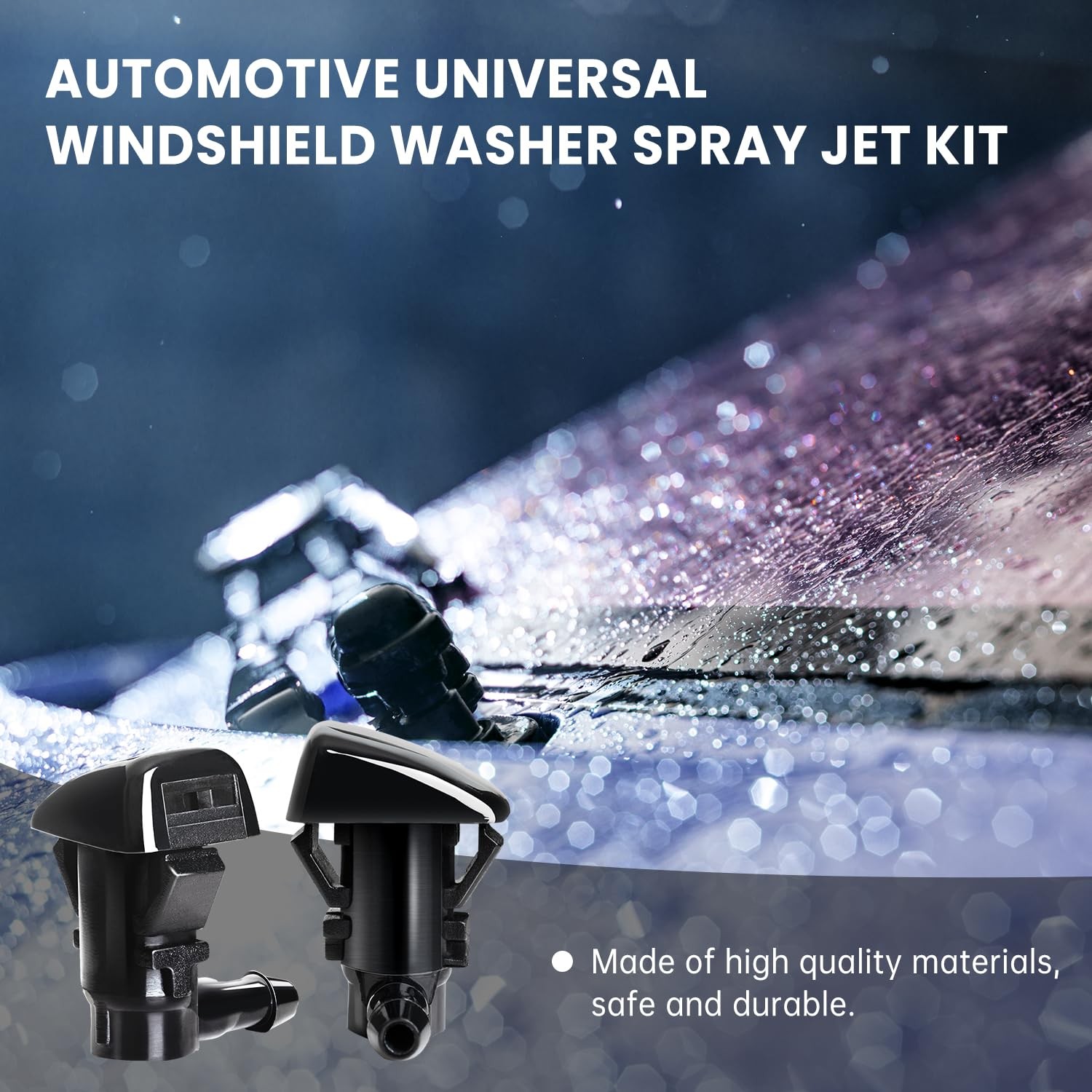 Belleone 2PCS Front Windshield Washer Nozzle Wiper Spray Kit fit for Black
