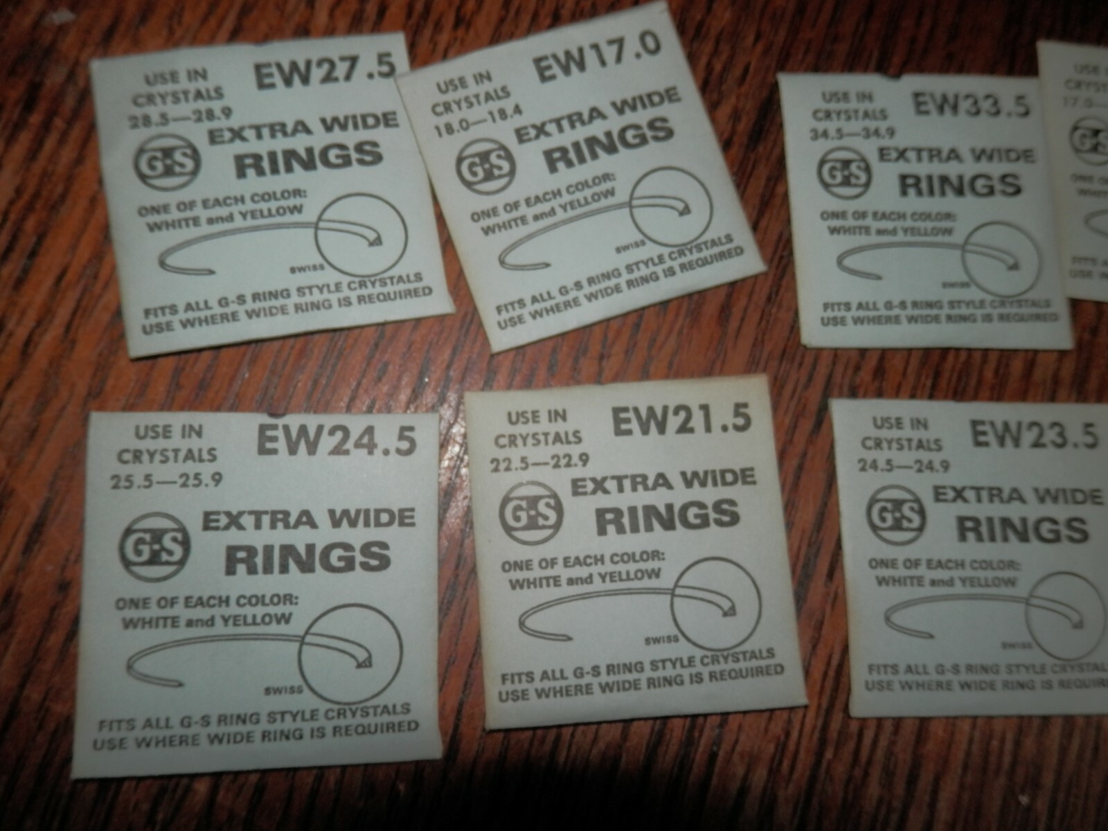 Extra Wide Watch Crystal Rings, Silver and Gold, Lot of 10, Lot 1