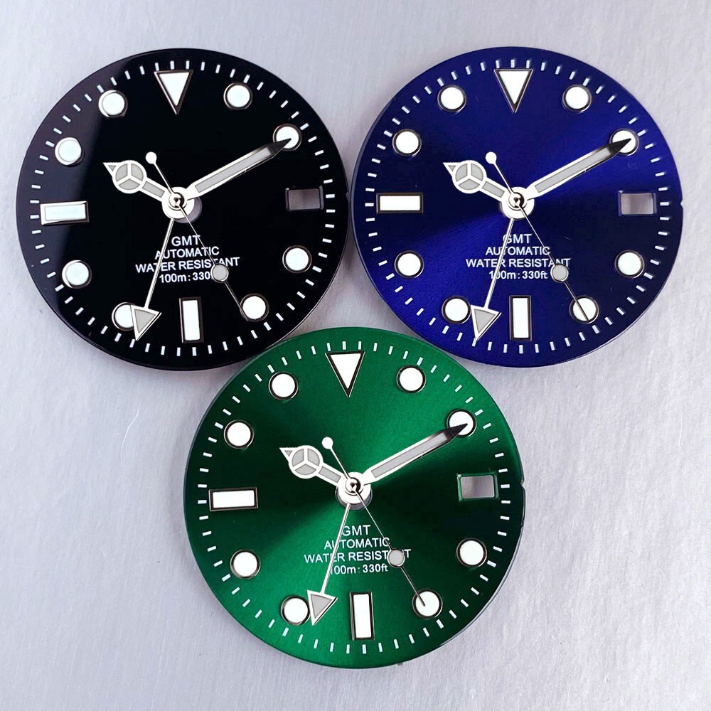29mm Classic Diver Series 100m Text Sunburst Watch Dial Face Fit NH34 NH34A Move