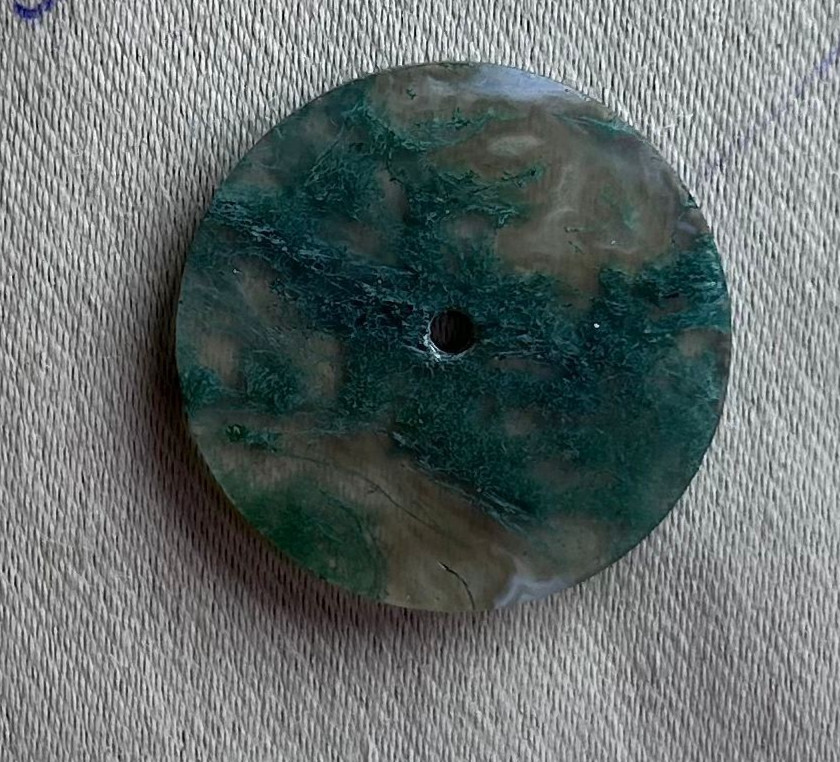 Moss Agate Dial 24.5 MM Round Cabochon 9.75 CT Dendritic Inclusions Unique Stone