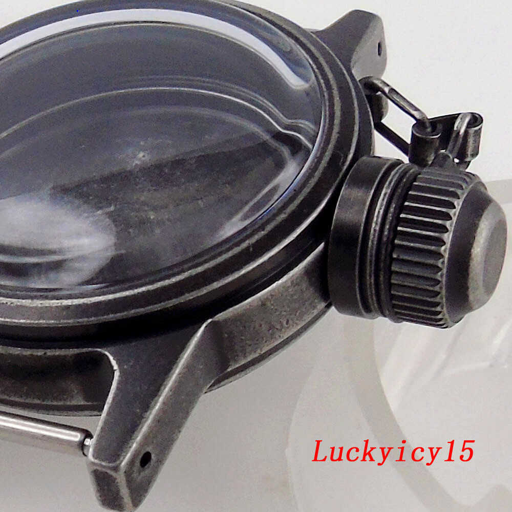 36mm Brush Silver Black Sandblast Watch Case fit NH35A NH36A NH34 SKX SRP 7S26