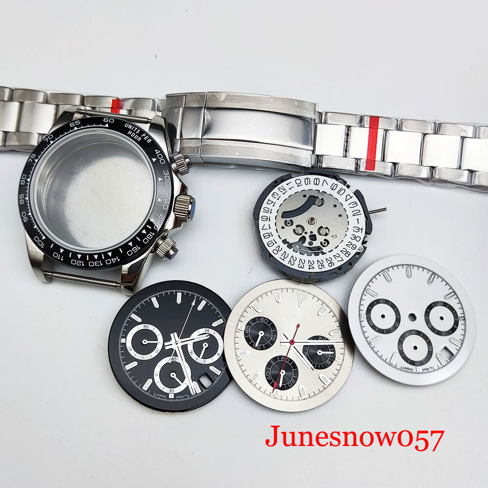 316L Stainless Steel Fit Quartz VK63 VK64 39mm Watch Case Watch Hand Dial Set