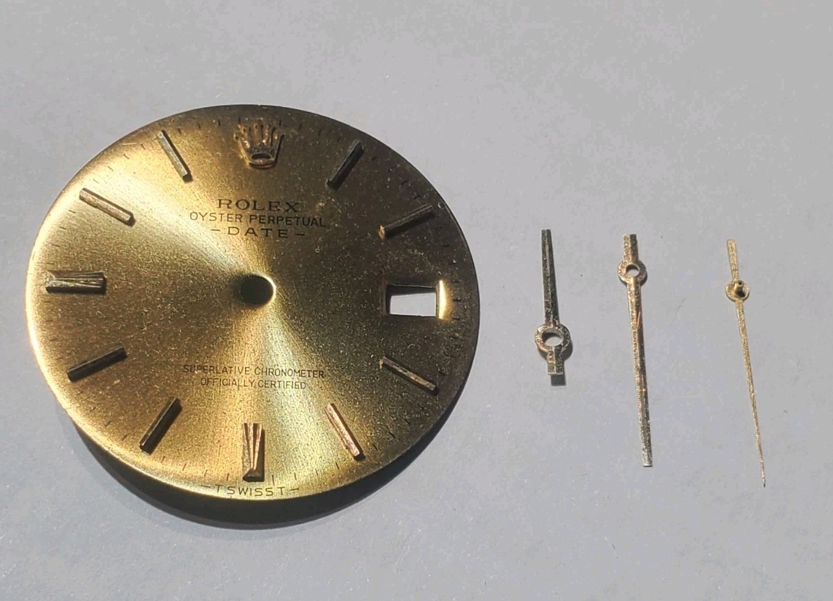 Used Rolex Oyster Perpetual Date Ref. 1500 Non-quickset Gold Dial & Hands Parts