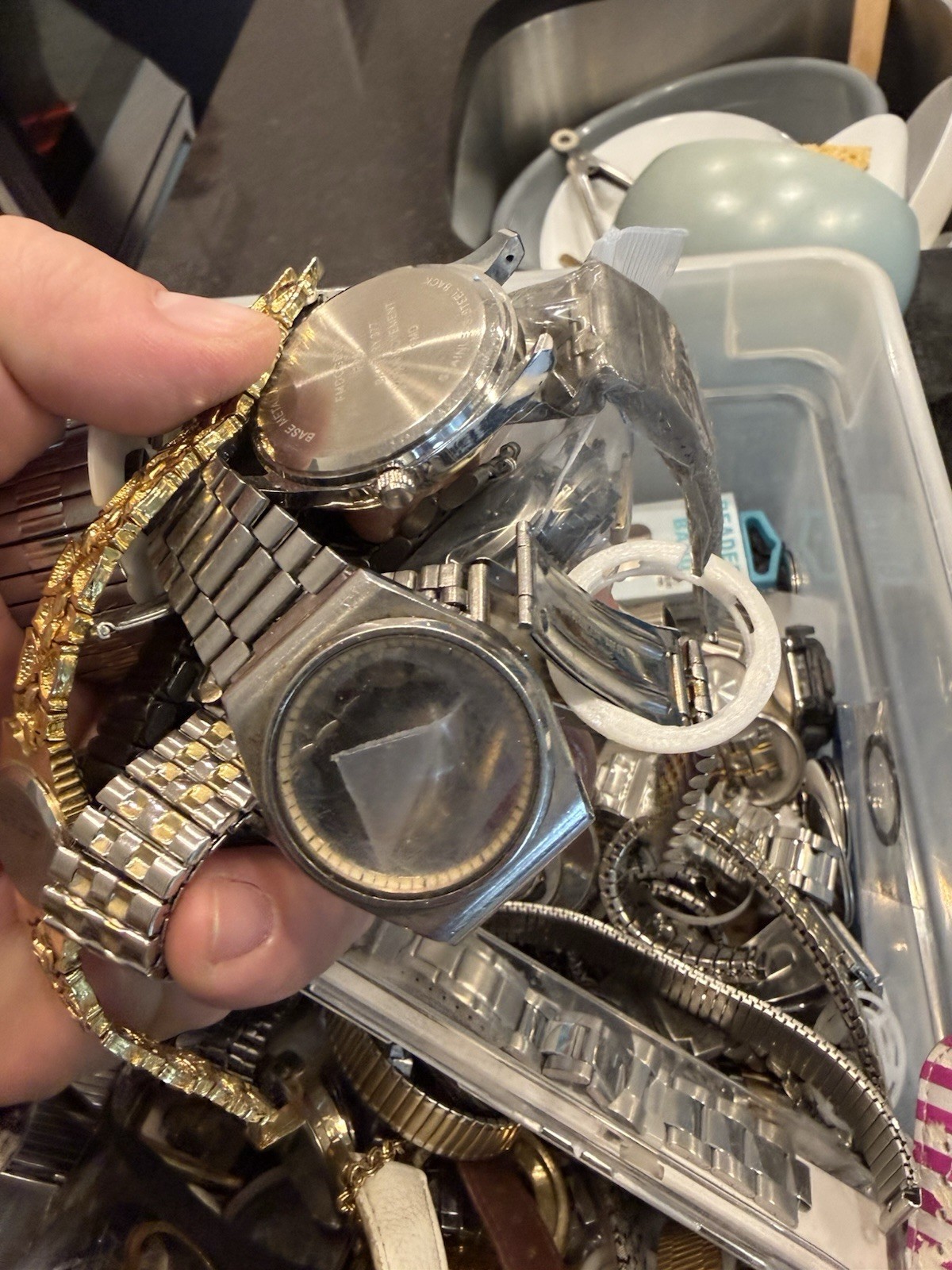 19 Lb Watch Parts Lot Bands Cases Dials Movements Repair AS-IS Mixed Lot
