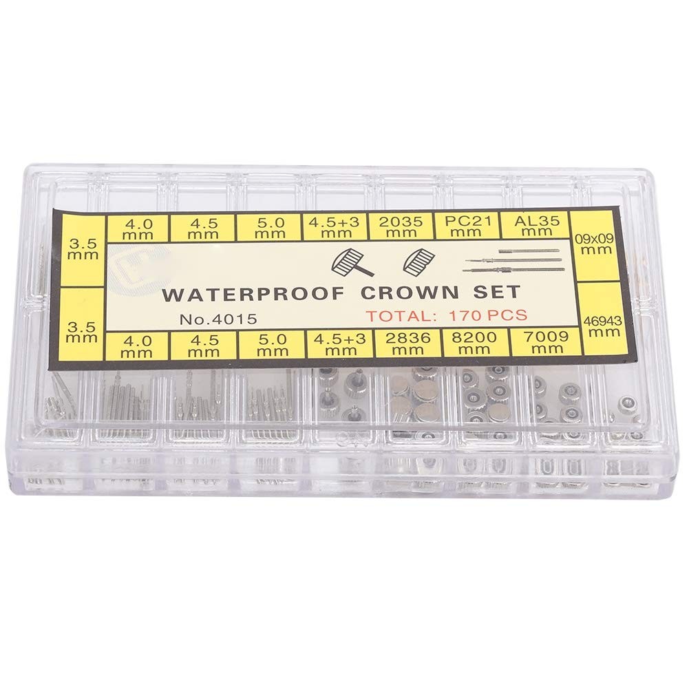 Watch Crown and Stem Set, Stainless Steel Watch Crown Spring Spare Parts Assorte