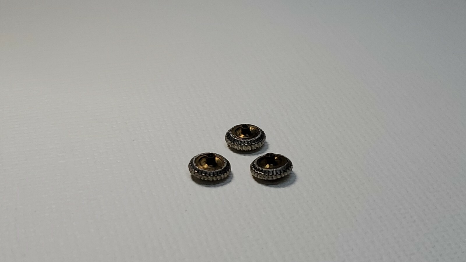 3 Vintage NOS White Gold-Filled Tap 10 Crowns-6.08mm Diameter
