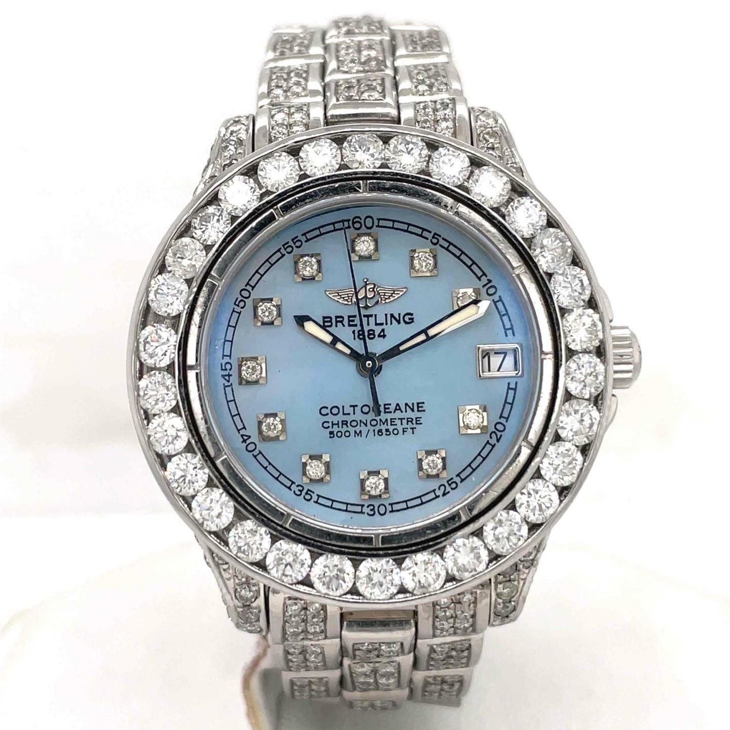 Breitling Colt Oceane Quartz 33 mm Custom Diamond Dial, Bezel, Bracelet A57350