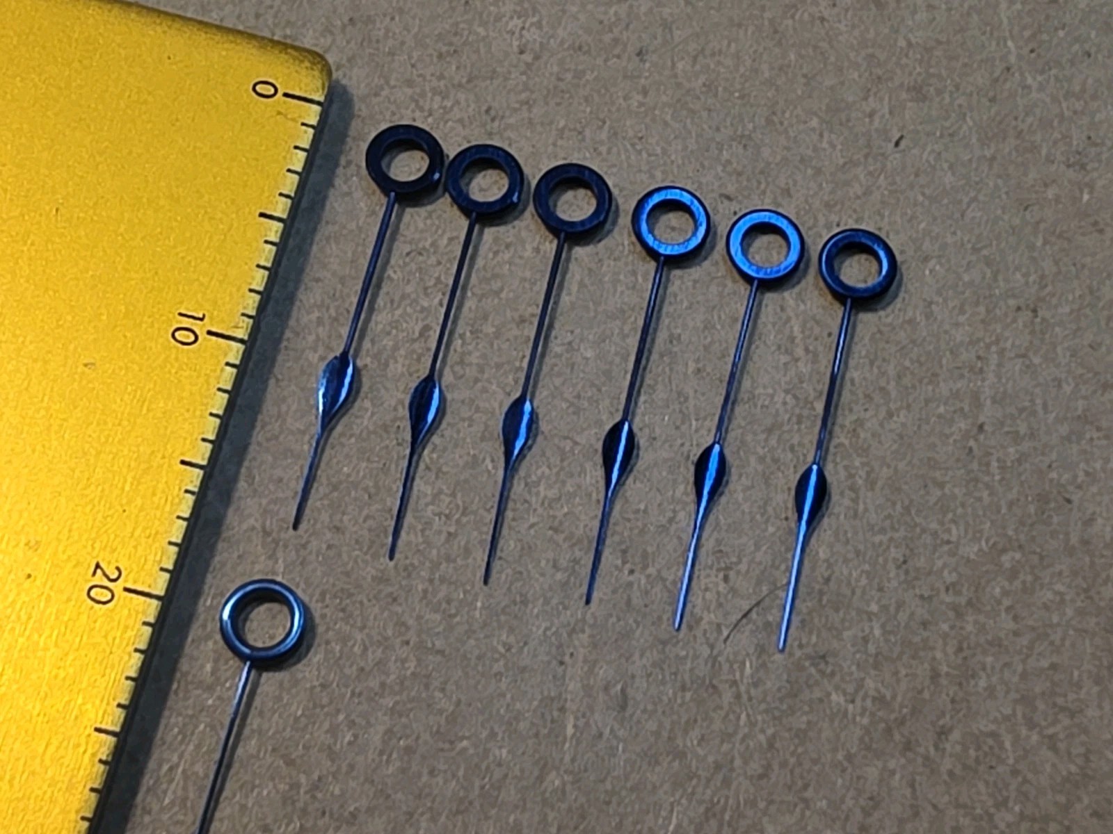 Lot Of 7 Vintage NOS American Pocket Watch 16s Blue Spade Hour Hands Hole 190