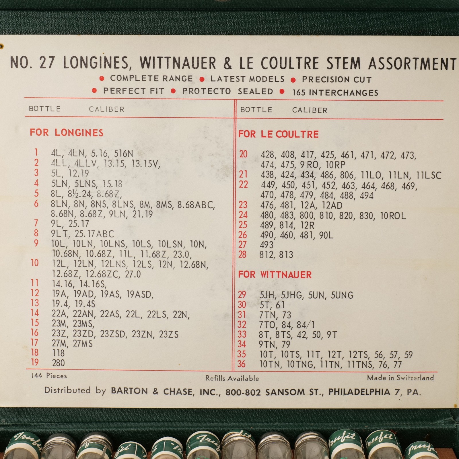 Longines, Wittnauer & Le Coultre Winding Stems For 1 Stem Watchmakers (G11D25)