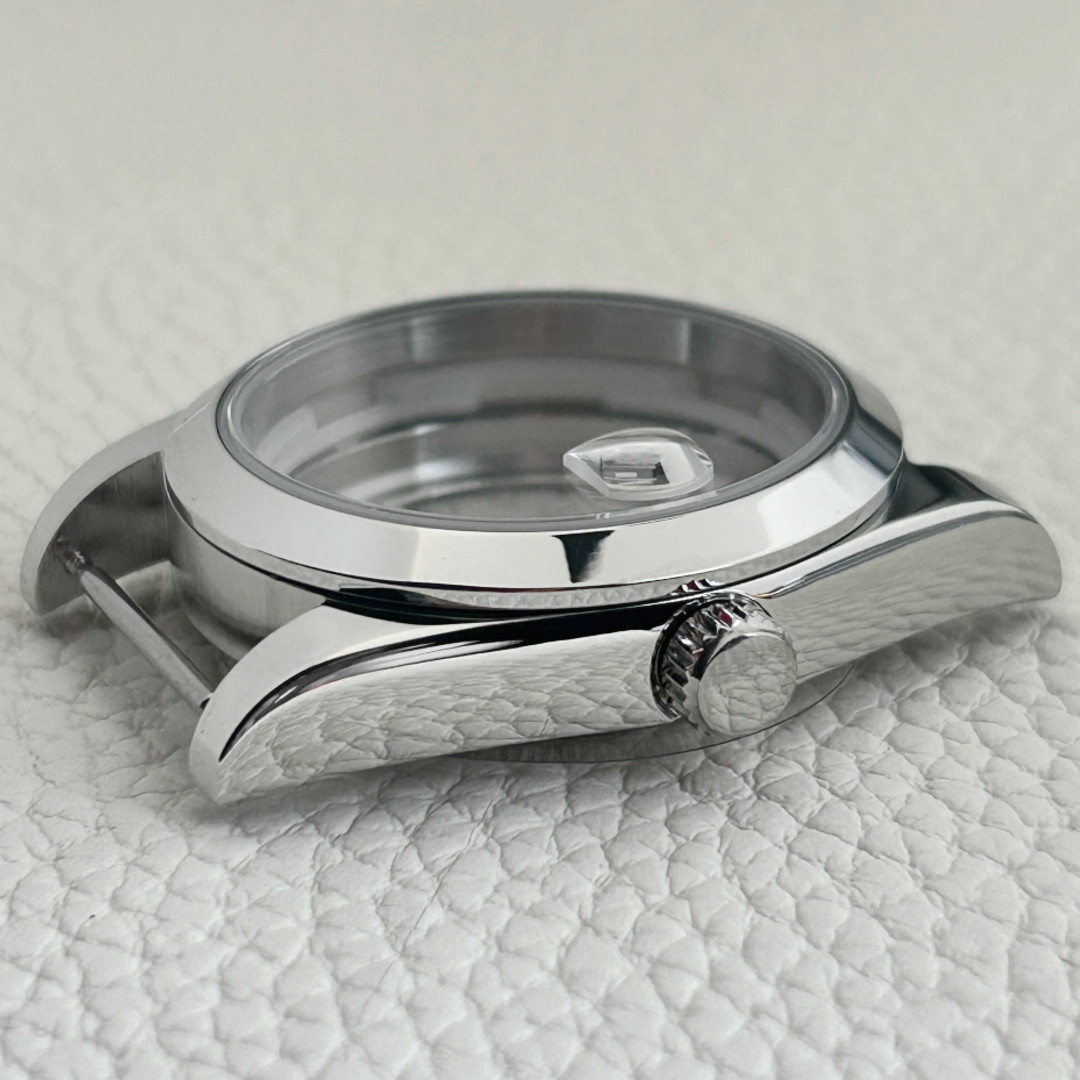 For Datejust Silver Sapphire Crystal Glass Men Watch Case Fit ETA2824 PT5000
