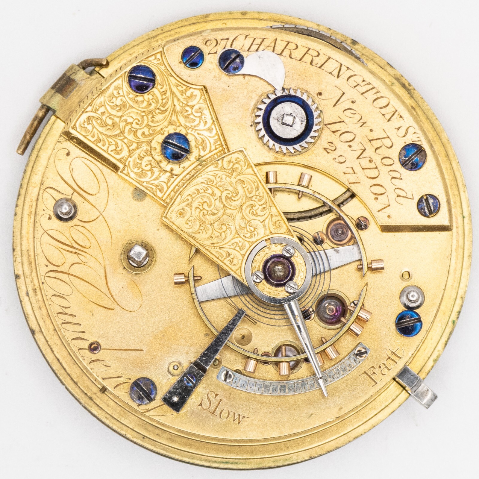 R.F. Cowderoy Key-Wind Key-Set Antique Fusee Pocket Watch Movement