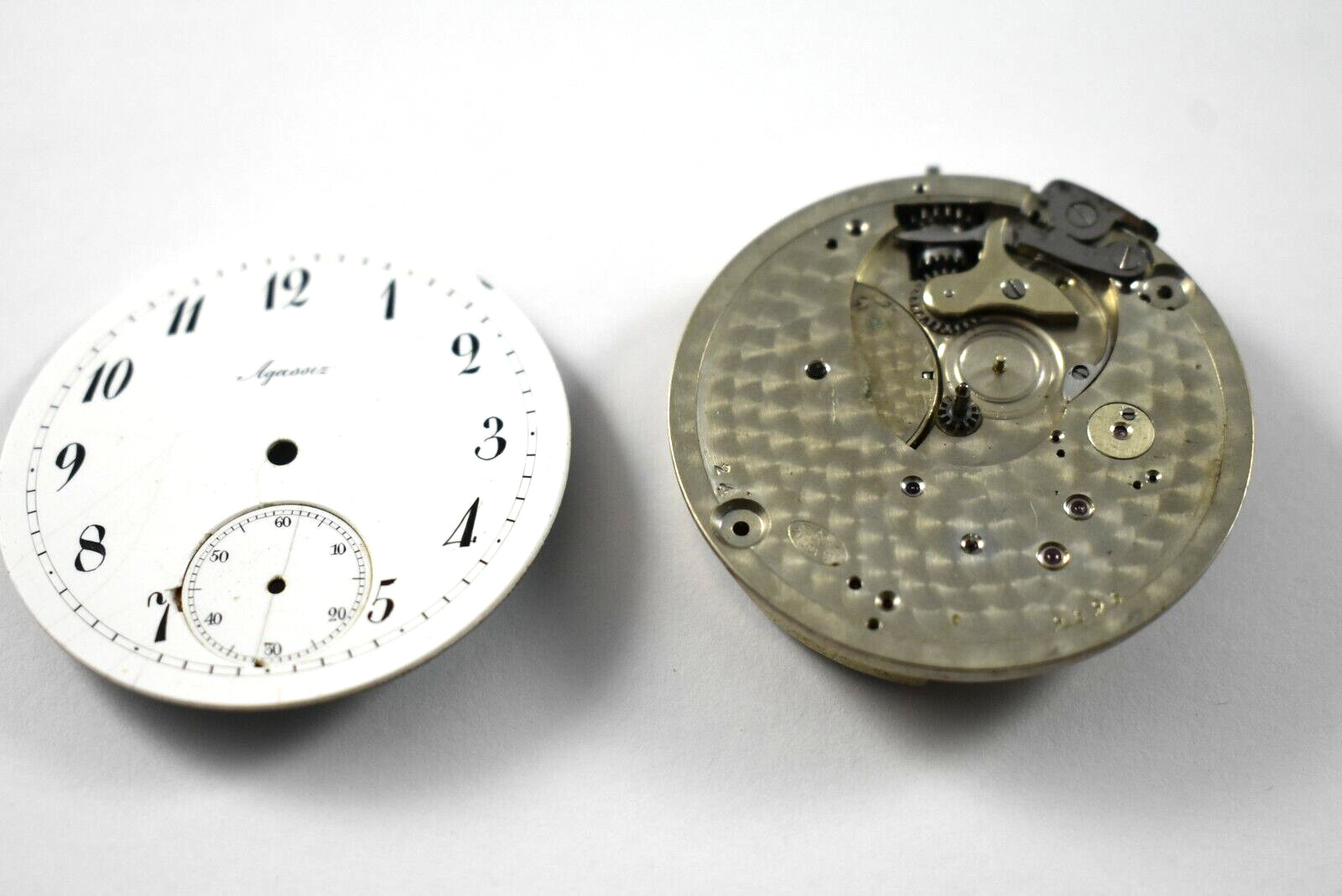 Swiss Made Agassiz 44mm High Grade Incomplete Pocket Watch Movement lot.ff