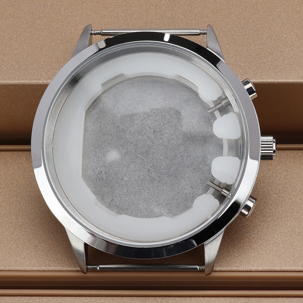 46.8mm Brushed Watch Cases Retro 316L Stainless 10ATM For Seiko VD53 Movement