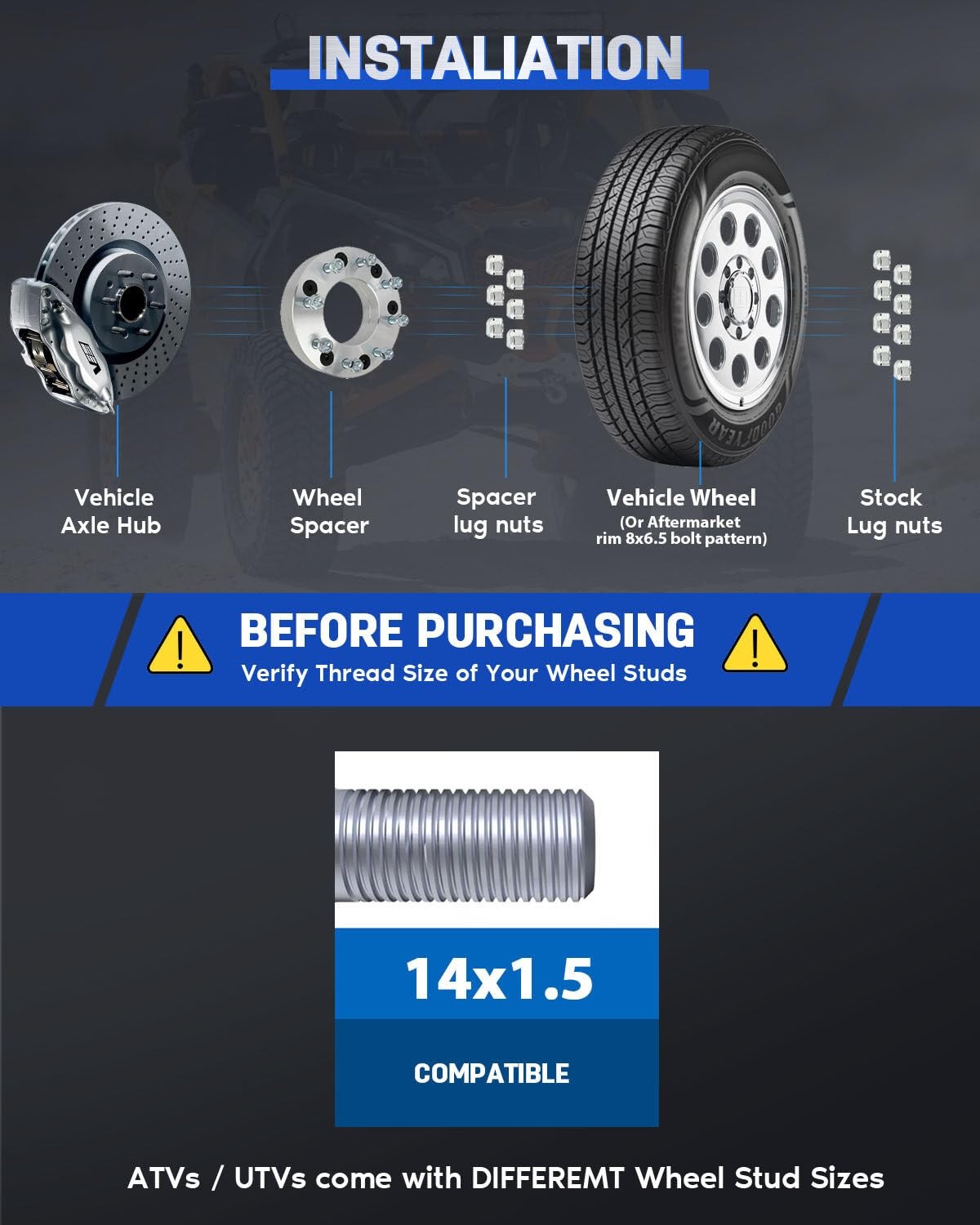 2 Inch Wheel Adapters 6X5.5 To 8X6.5 For Chevy Silverado Sierra Escalade