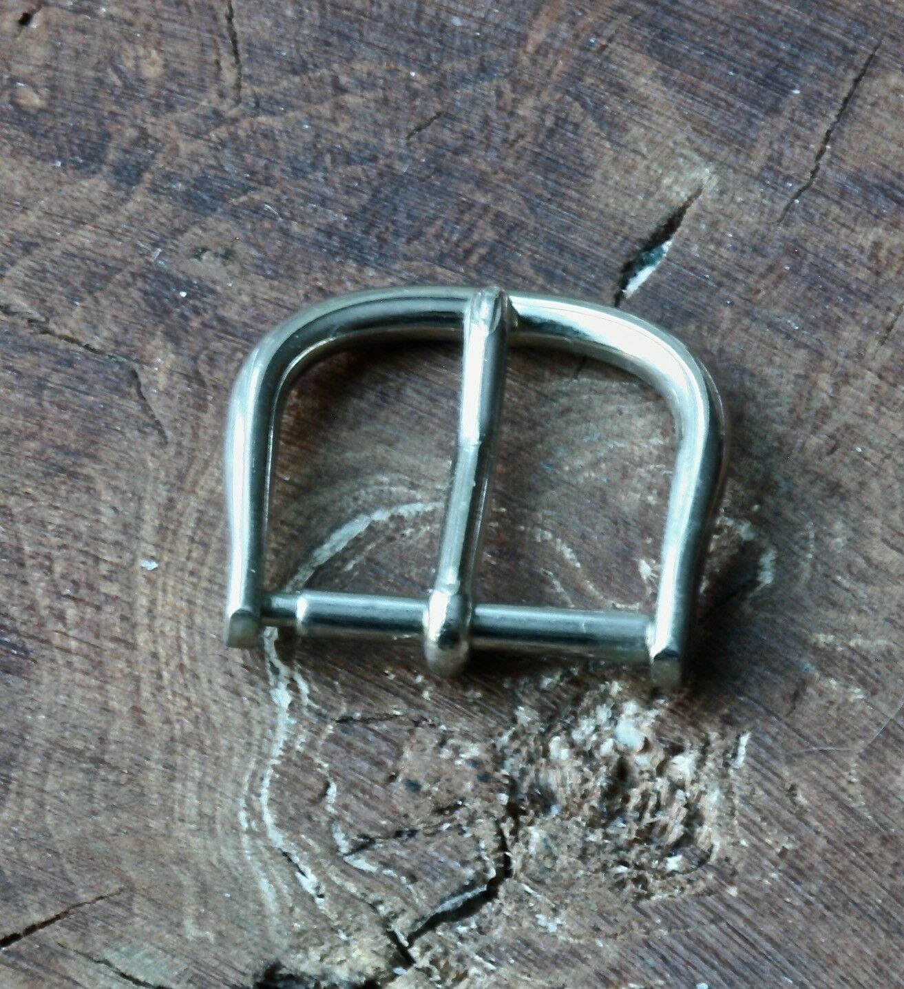 Rounded vintage nickel steel watch strap buckle 14mm opening NOS 1950s 14mm size