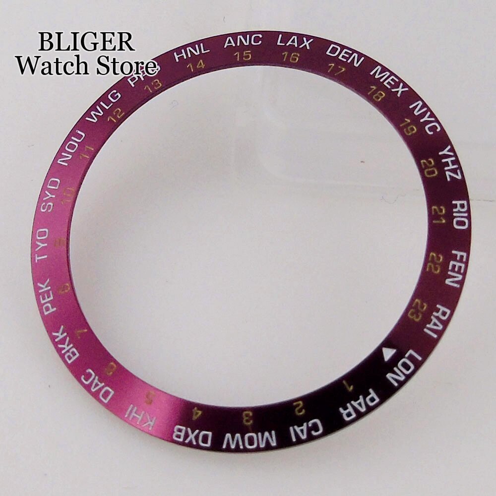 38mm*30.6mm Slope Watch Bezel Insert for 40mm NH35 NH36 NH34 Mens Watch Blue Red