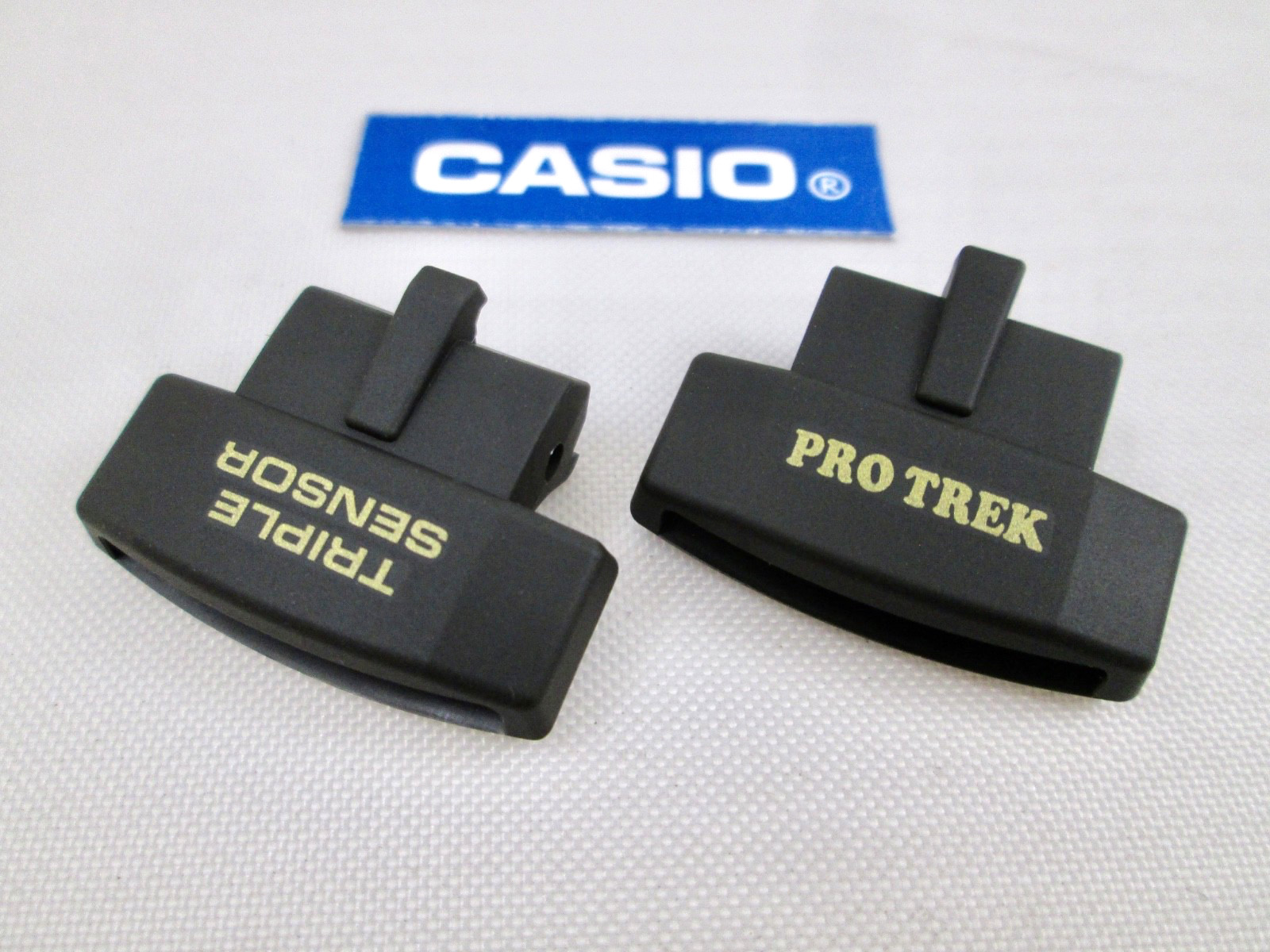 Genuine Casio PRW-3100G PRW-6000SG black resin band bottom covers end pieces X 2