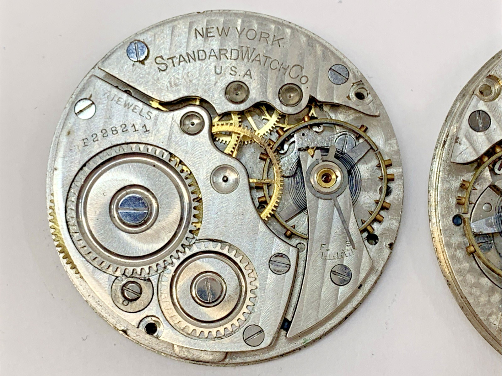 Vintage New York Standard 2 Pocket Watch Faces for Parts Repurpose Repair BROKEN