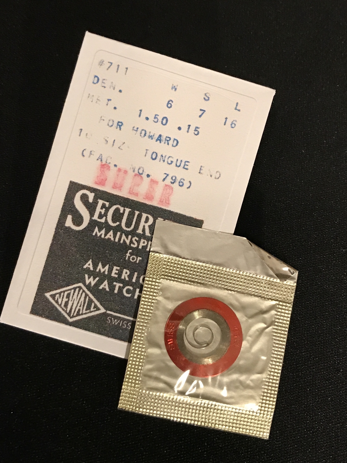 Newall SUPER Security Mainspring #711 for 10s Howard No. 796 – Alloy
