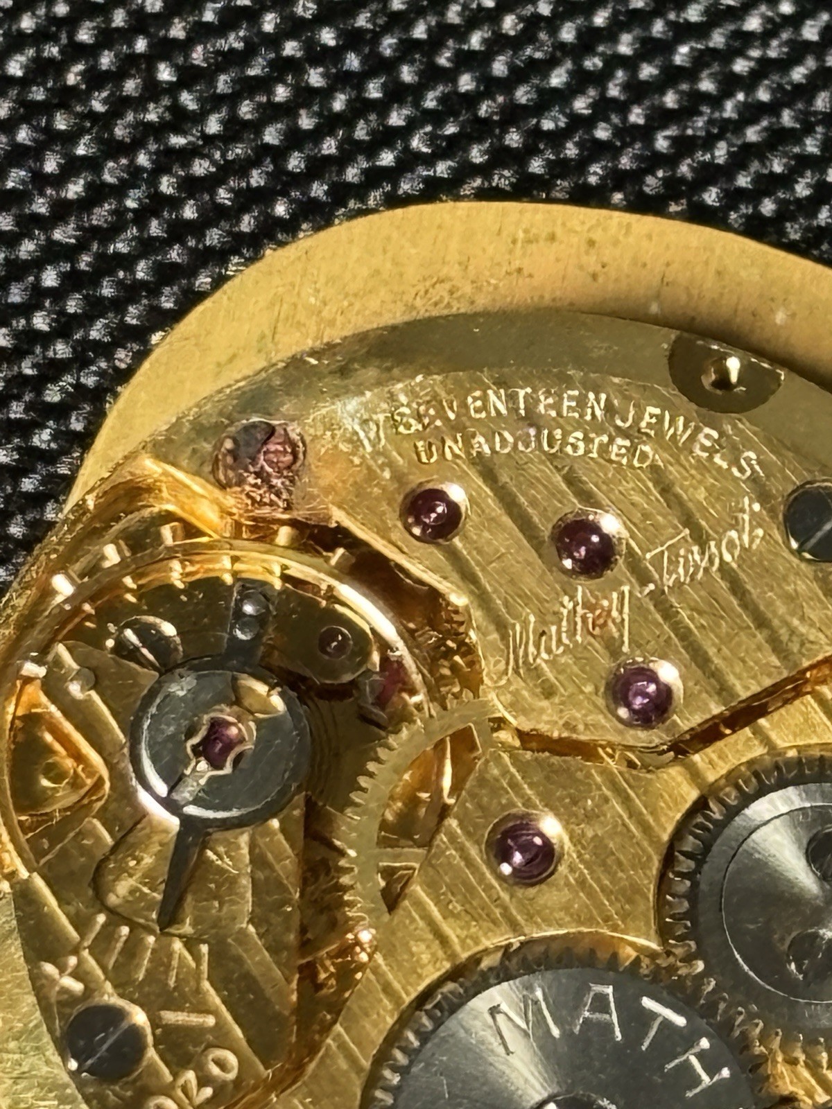Vintage Mathey Tissot Watch Movement Dial Oval Roman Numeral 17J Parts/Repair