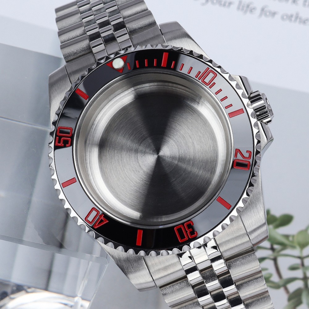 Yacht 40mm Date Watch Cases Jubilee Bracelet Sapphire 10ATM For Seiko NH35 NH38