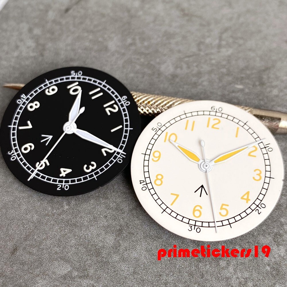 29mm Pilot Watch Dial+Hands Fit NH35 NH36 Mod Parts Pointers Lume Watches Face