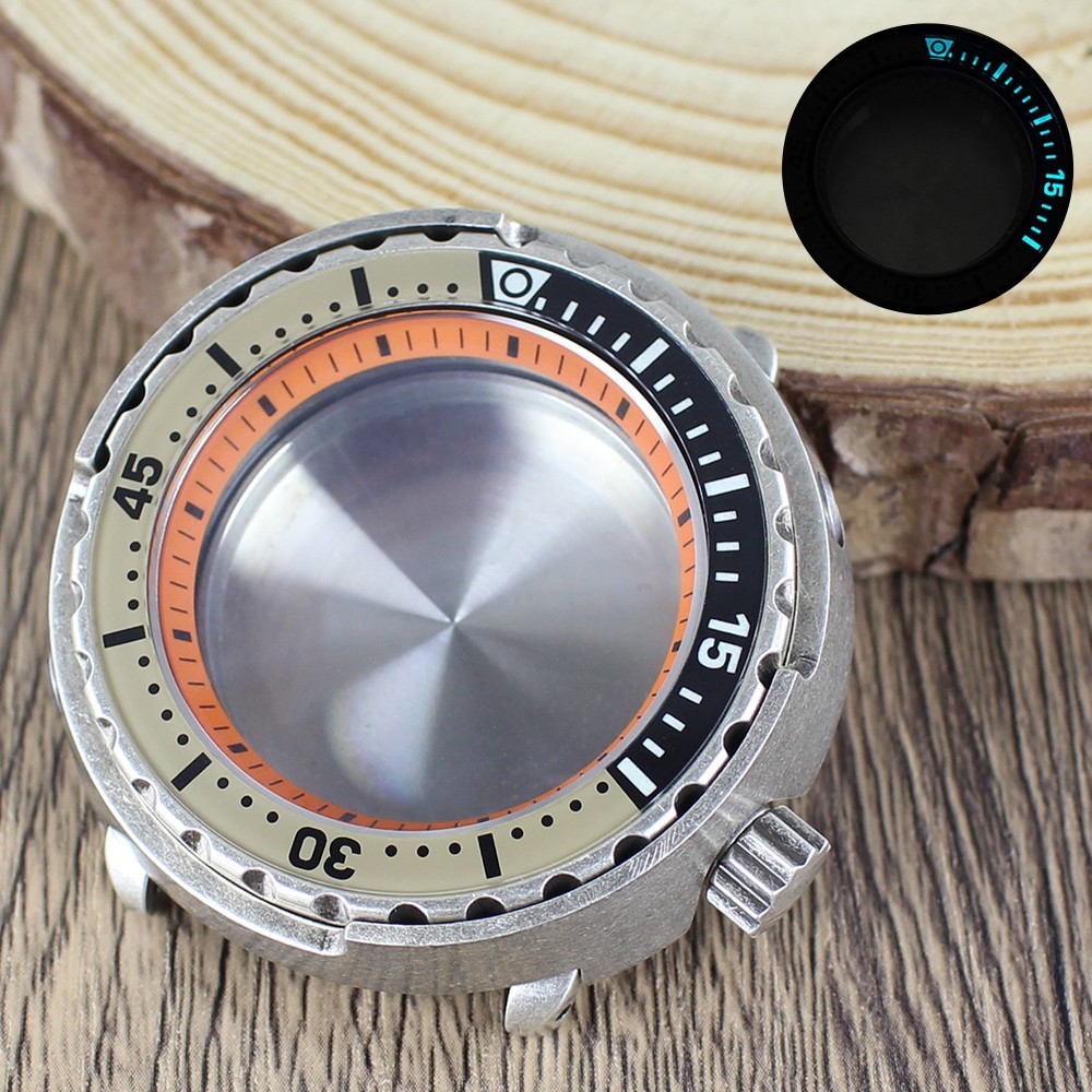 47mm Watch Case Silver Modify Tuna Can Mod Sapphire Steel For Seiko NH35 36 NH38