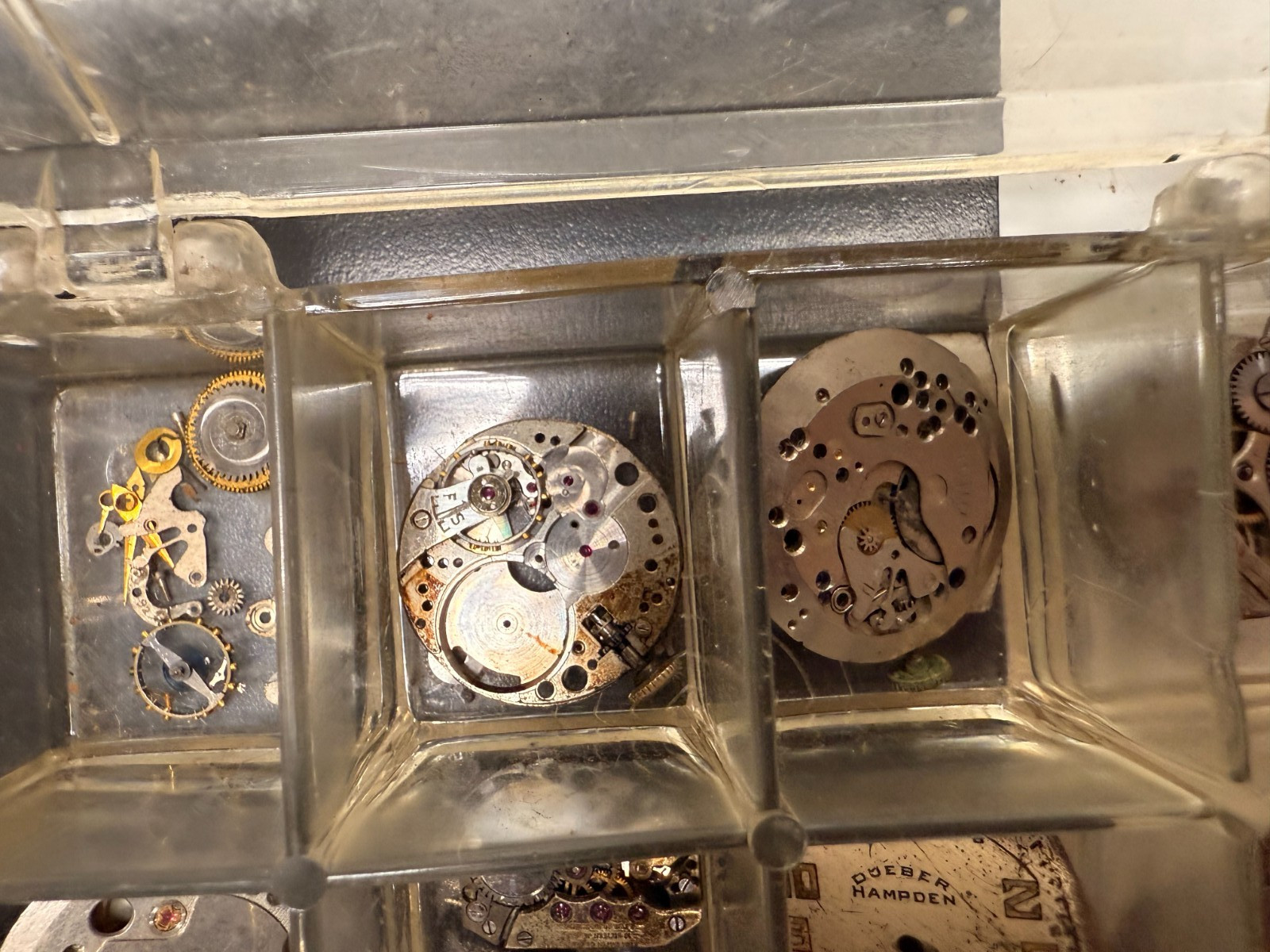 Vintage 1960’s 70’s Watch Movement Plate PARTS LOT Elgin Hampden Gear Crown