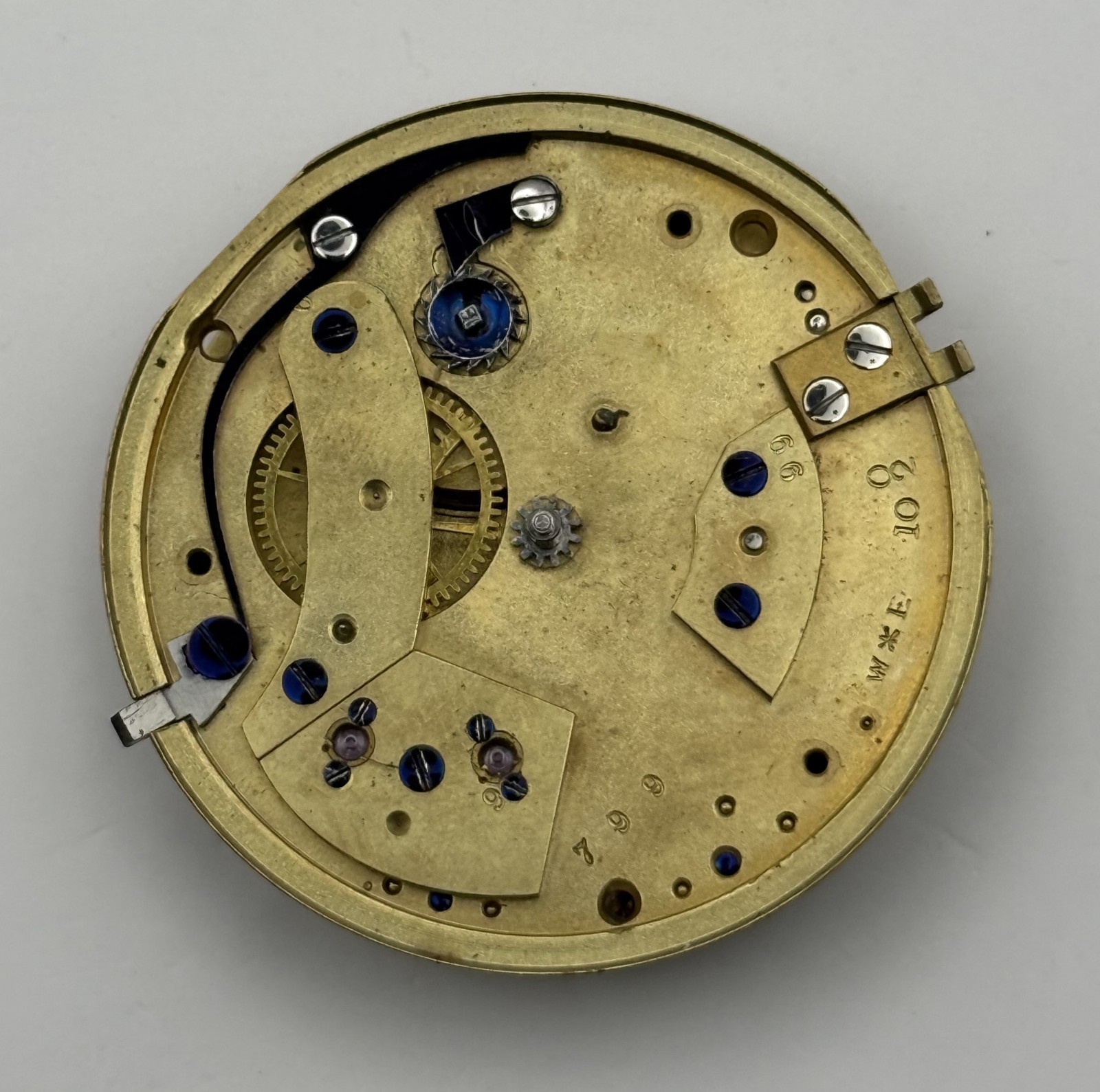 English Lever Pocket Watch Movement – P&W Mitchell Glasgow – Parts / Repair