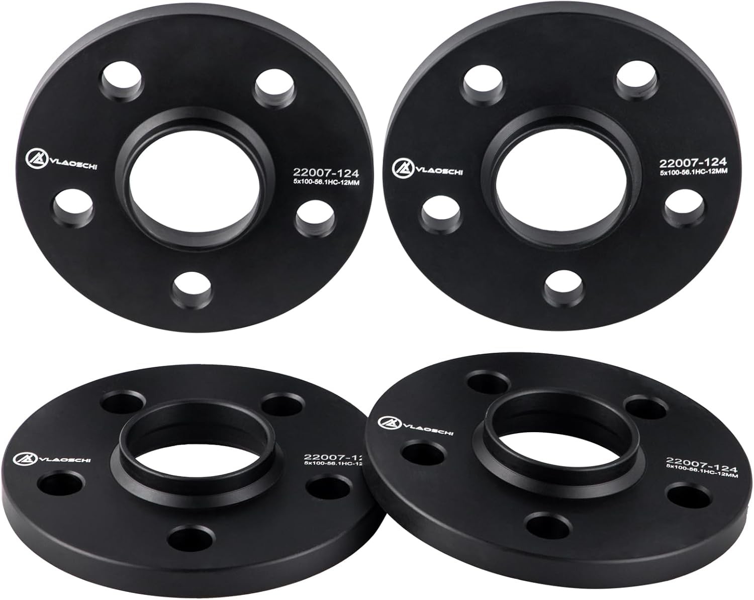 VLAOSCHI Black 5×100 Hubcentric Wheel Spacers 1/2 Inch (12mm) 56.1mm Hub Bore…