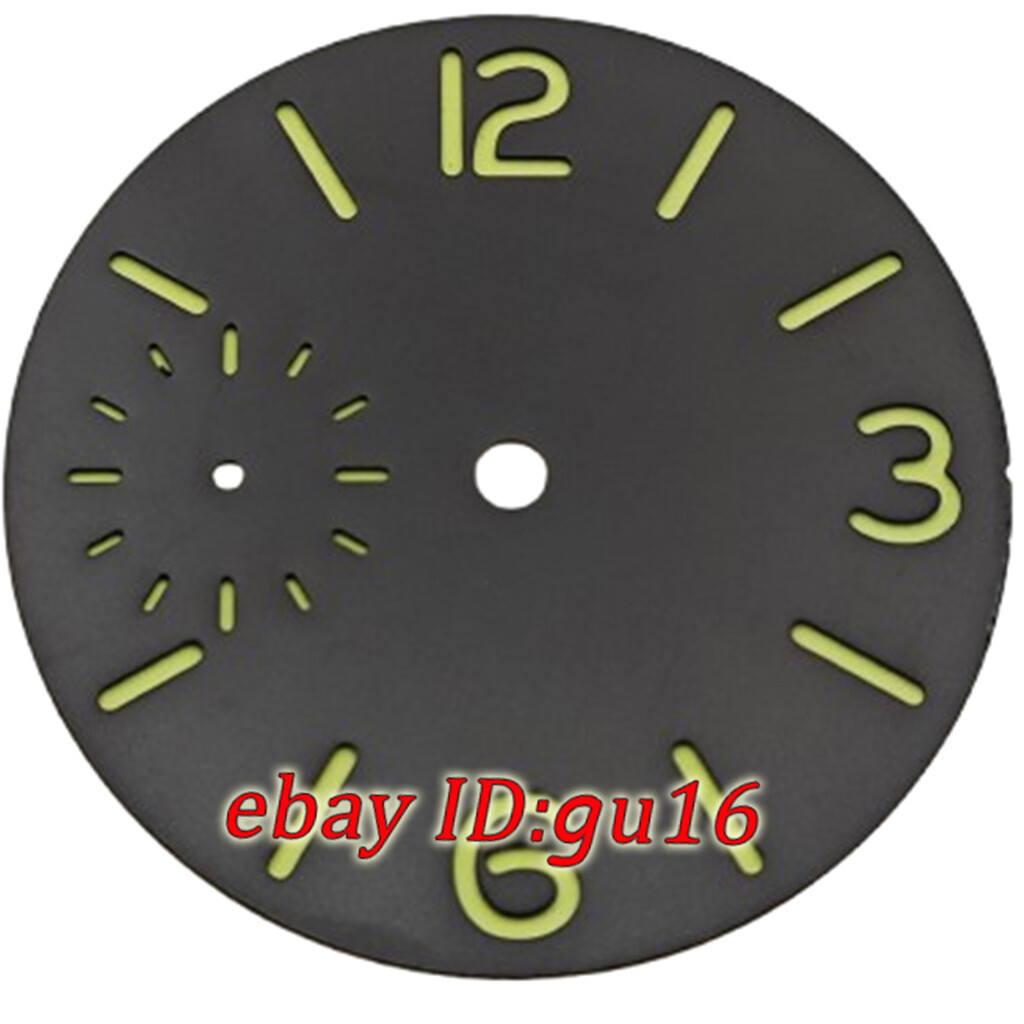37mm black/green/black watch dial with green luminous fit ETA 6497 seagull st36