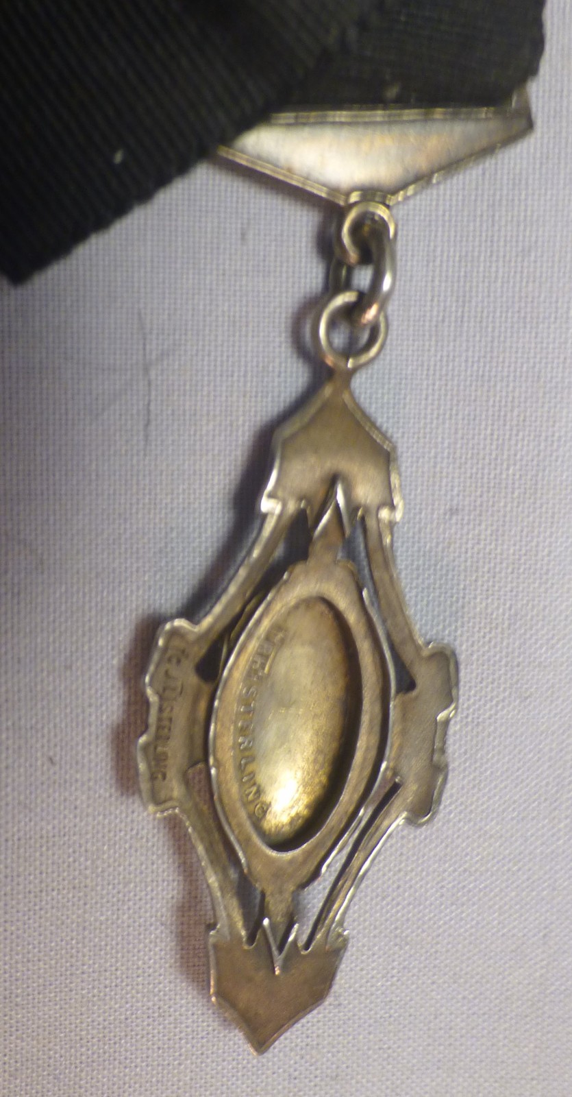 Vintage Pocket Watch Chain with Cloth and Metal & Enamel Fob -BEST OFFER-