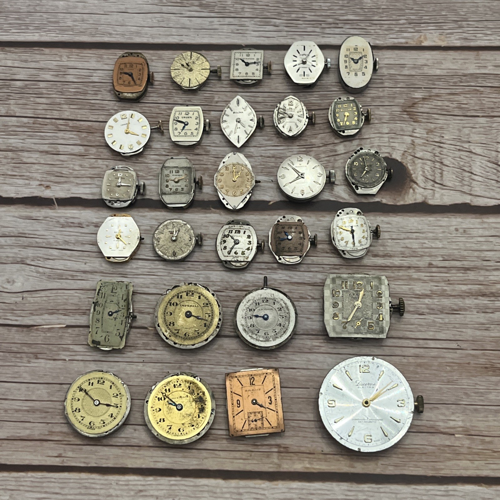 28x Lot Vintage Mechanical Watch Movements Watchmaker Bulova Elgin Gruen Benrus