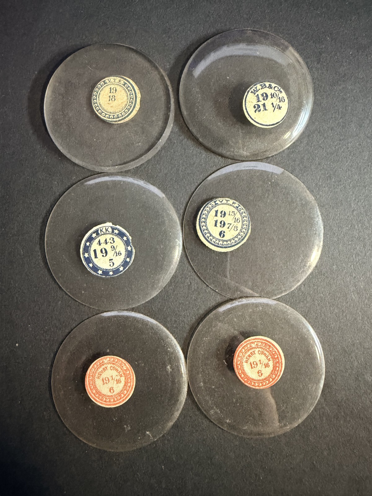 LOT OF 6 GLASS POCKET WATCH CRYSTALS SIZE 19 REPLACEMENT PARTS
