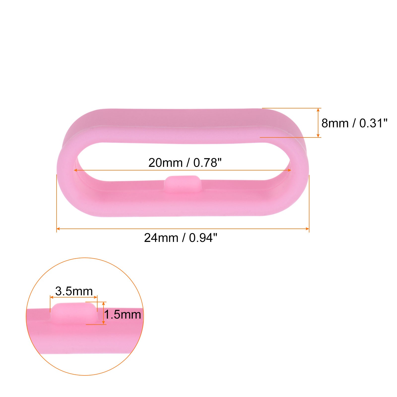 10Pcs Watch Band Strap Loops Silicone Fastener Rings for 20mm Band Pink