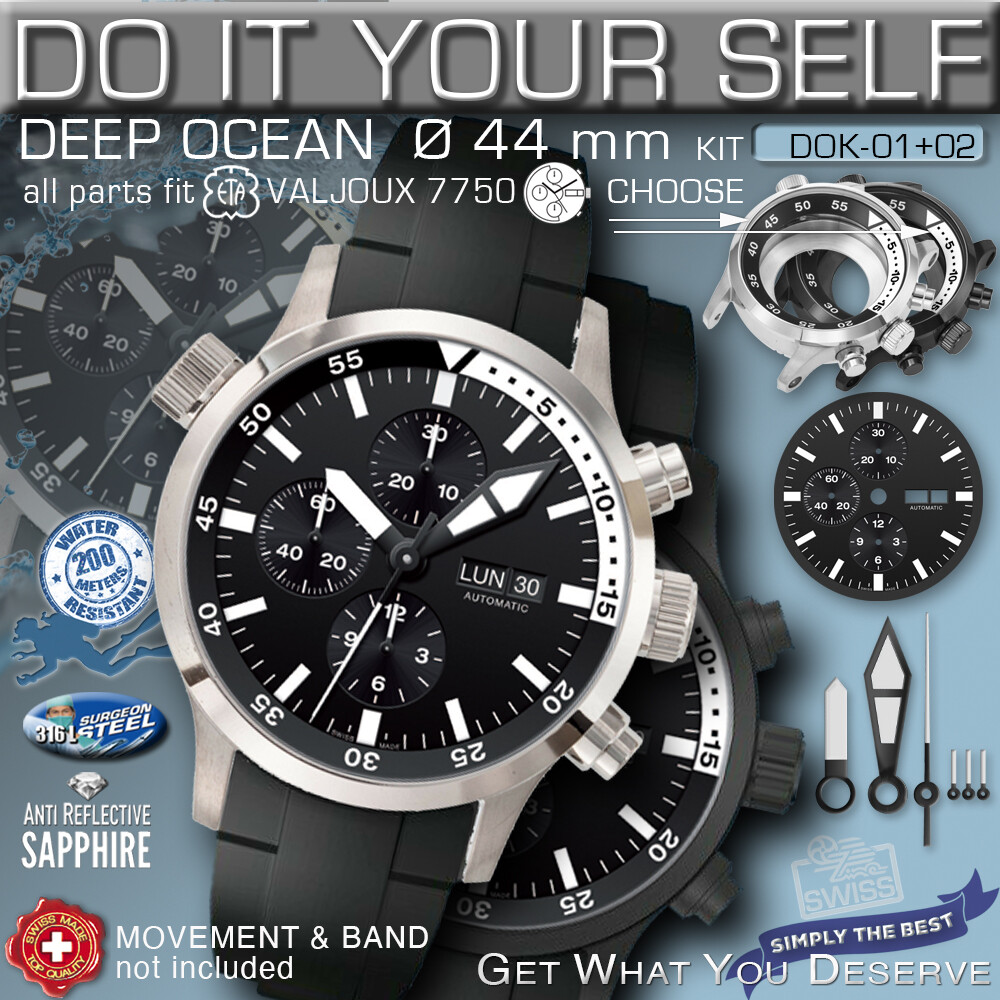 DO IT YOURSELF KIT: 7750 ETA-VALJOUX, DEEP OCEAN, 44 MM, 200M, KIT 01+02,