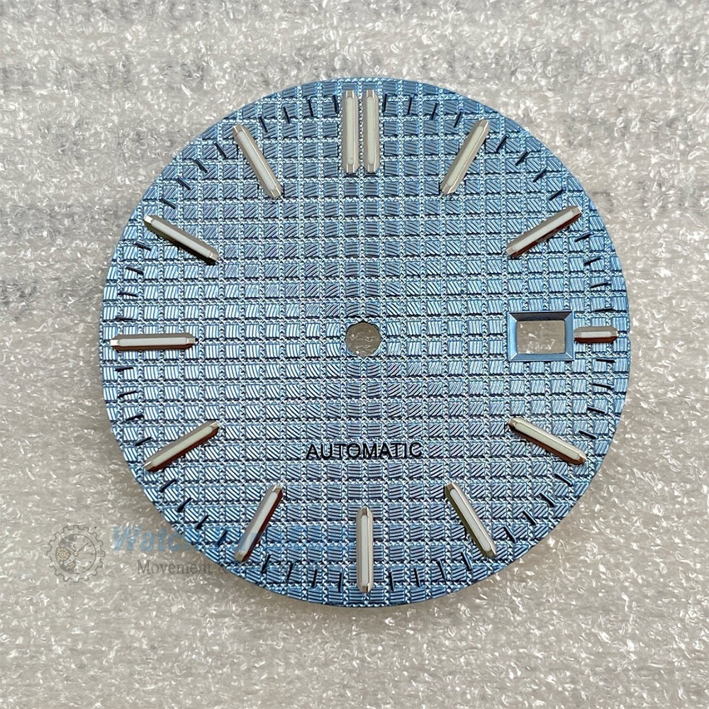 31.8mm Grid Green Luminous Calendar Watch Dial Fit NH35 NH36 Movement