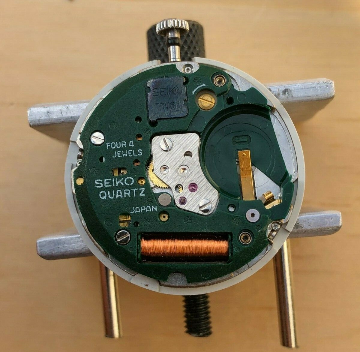Seiko 7546 Complete Serviced Movement for Crown at 3pm