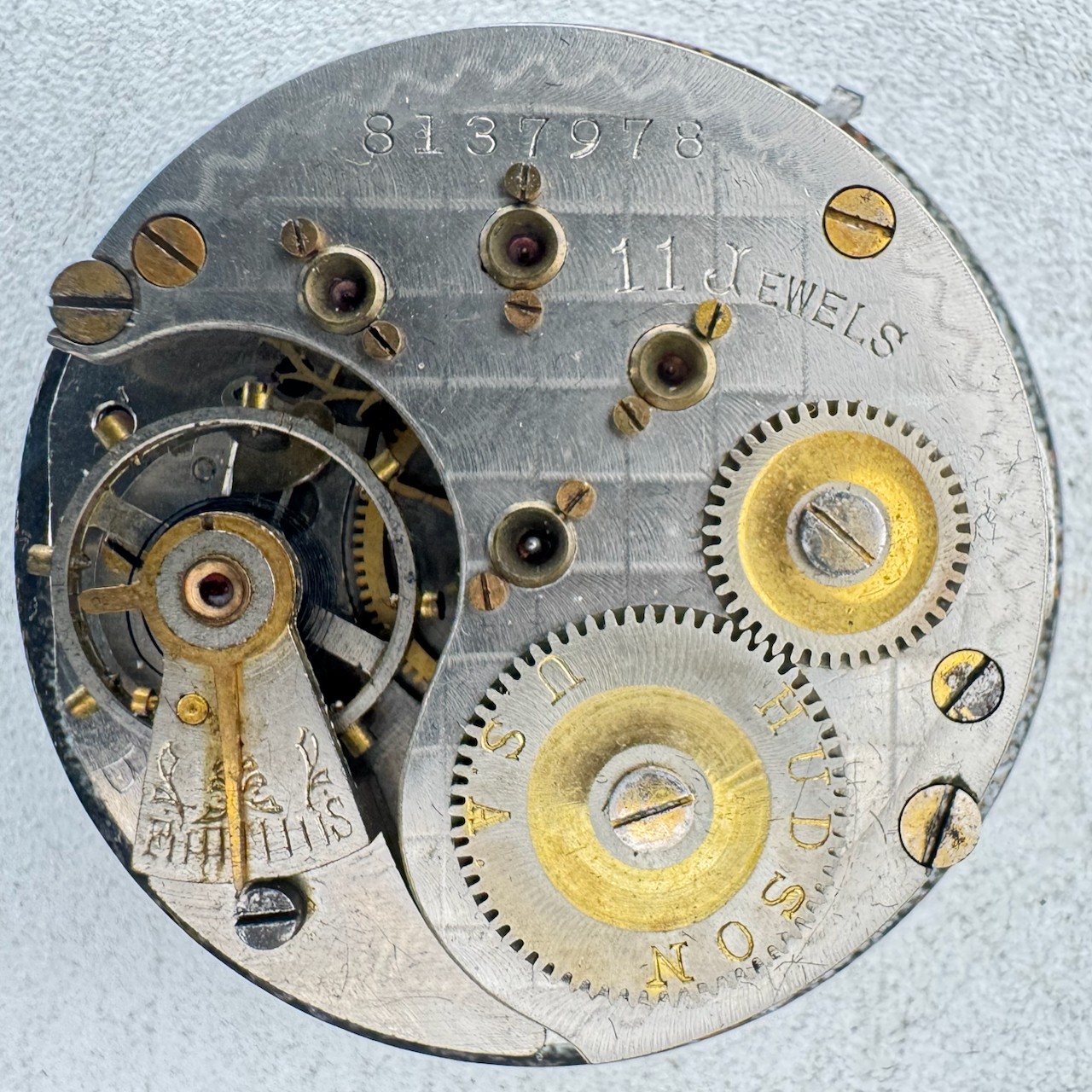Antique 6s 1909 Hudson NY Standard Multicolor Pocketwatch Movement Trading Watch
