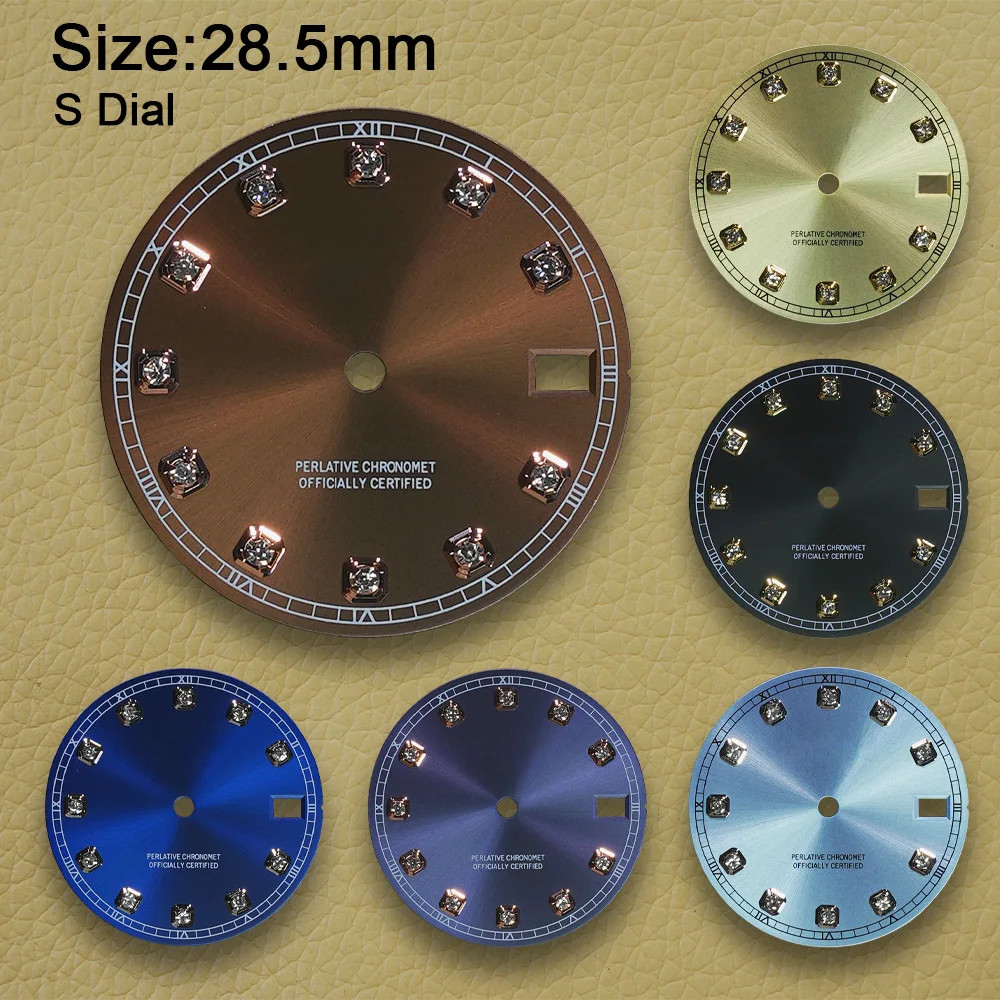28.5Mm S Logo Dial NH35 Dial Sunray Diamond Fit NH35/NH36/4R/7S Movement Watch M