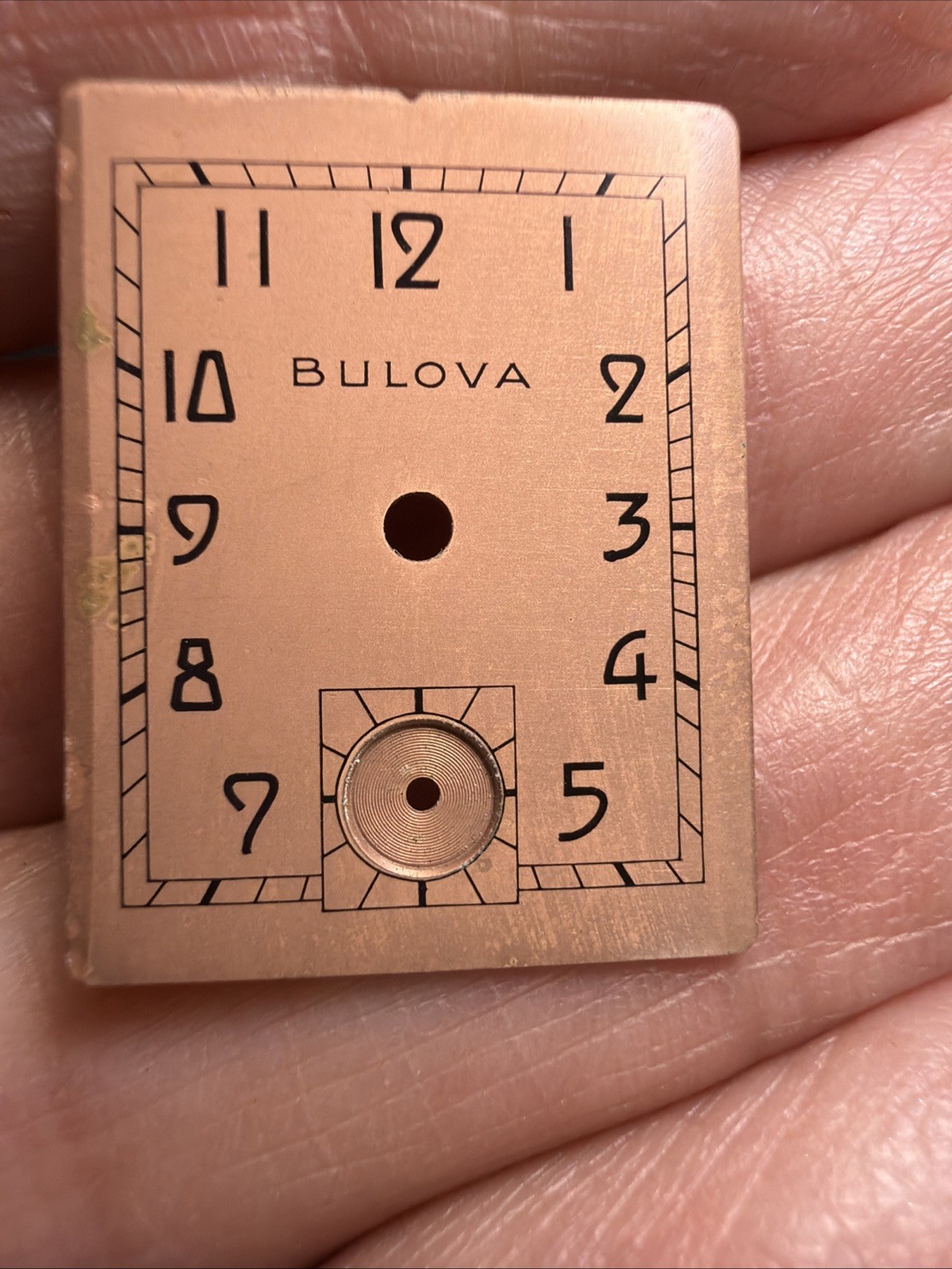 Vintage Bulova Watch Dial Face Plate Only Copper Colored New Other Rectangle