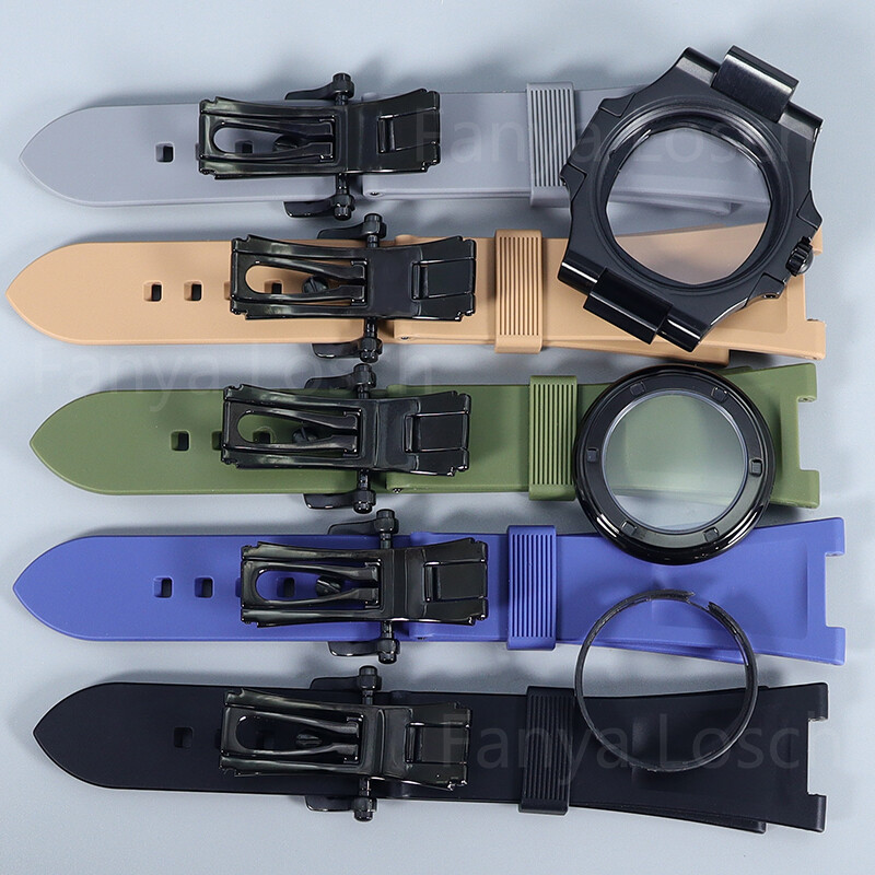 40mm Black Watch Case Rubber Strap Sapphire Crystal For Nh36 Nh35 Nh34 Movement