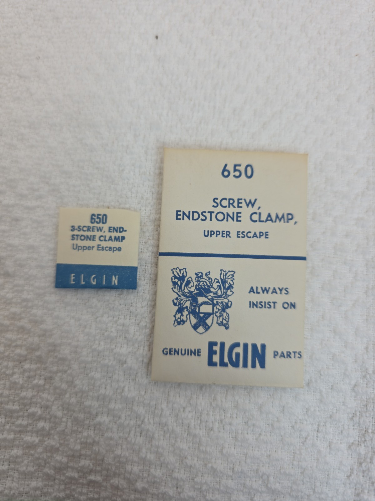 Genuine Elgin 3 Screw, Endstone Clamp Upper Escape #650 Watch Parts NOS