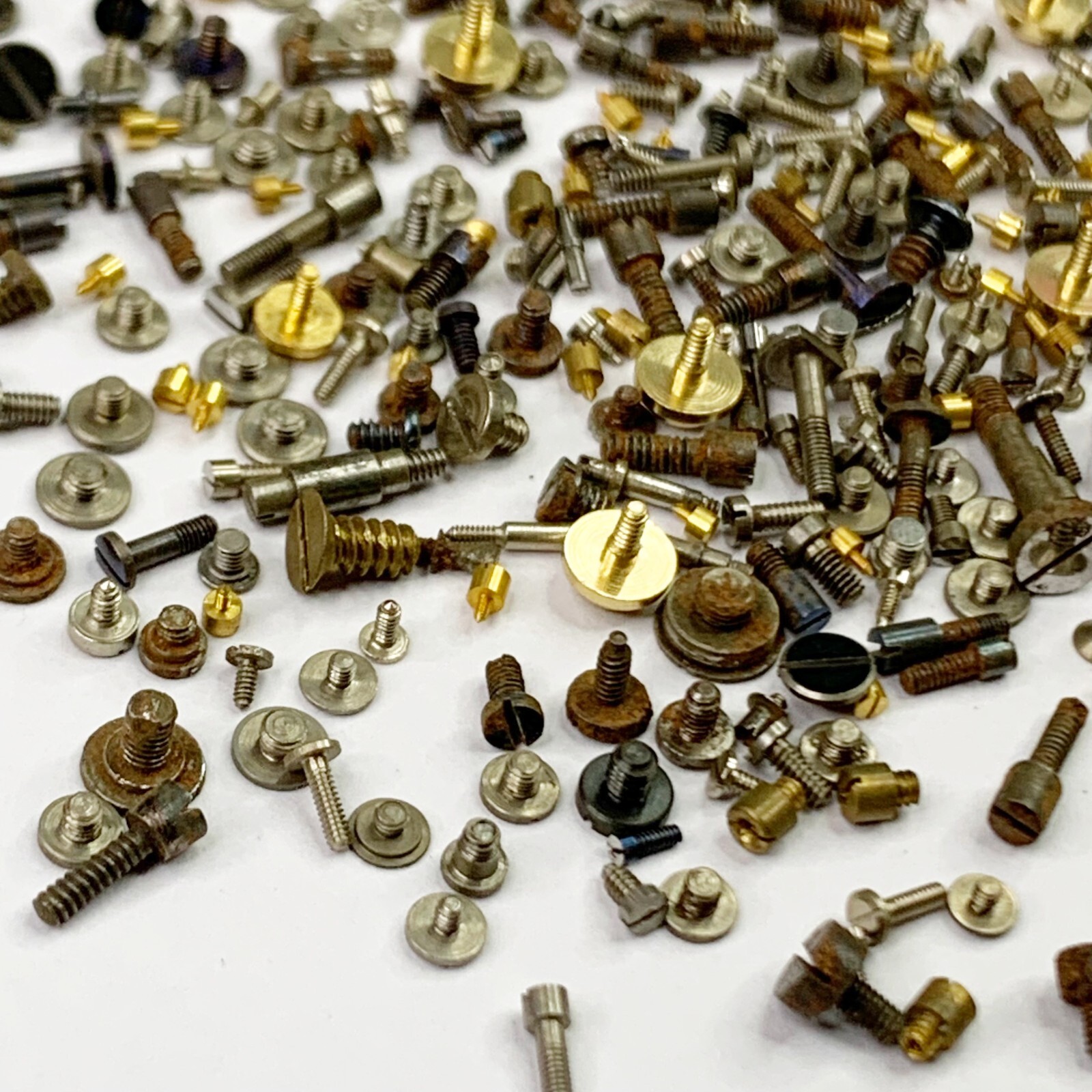 100 Watch Screws Pocket Wrist Silver Blue Gold Parts Watchmaker Repair Job Lot