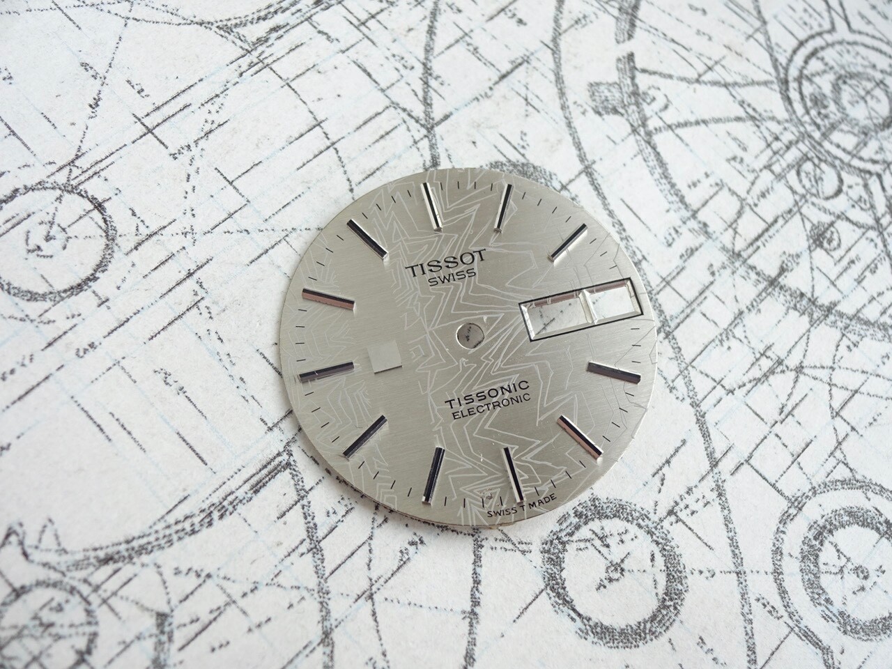 Tissot Tissonic cal. 2020 (ESA9164) Silver Tuning Fork Watch Dial (ref 800C)